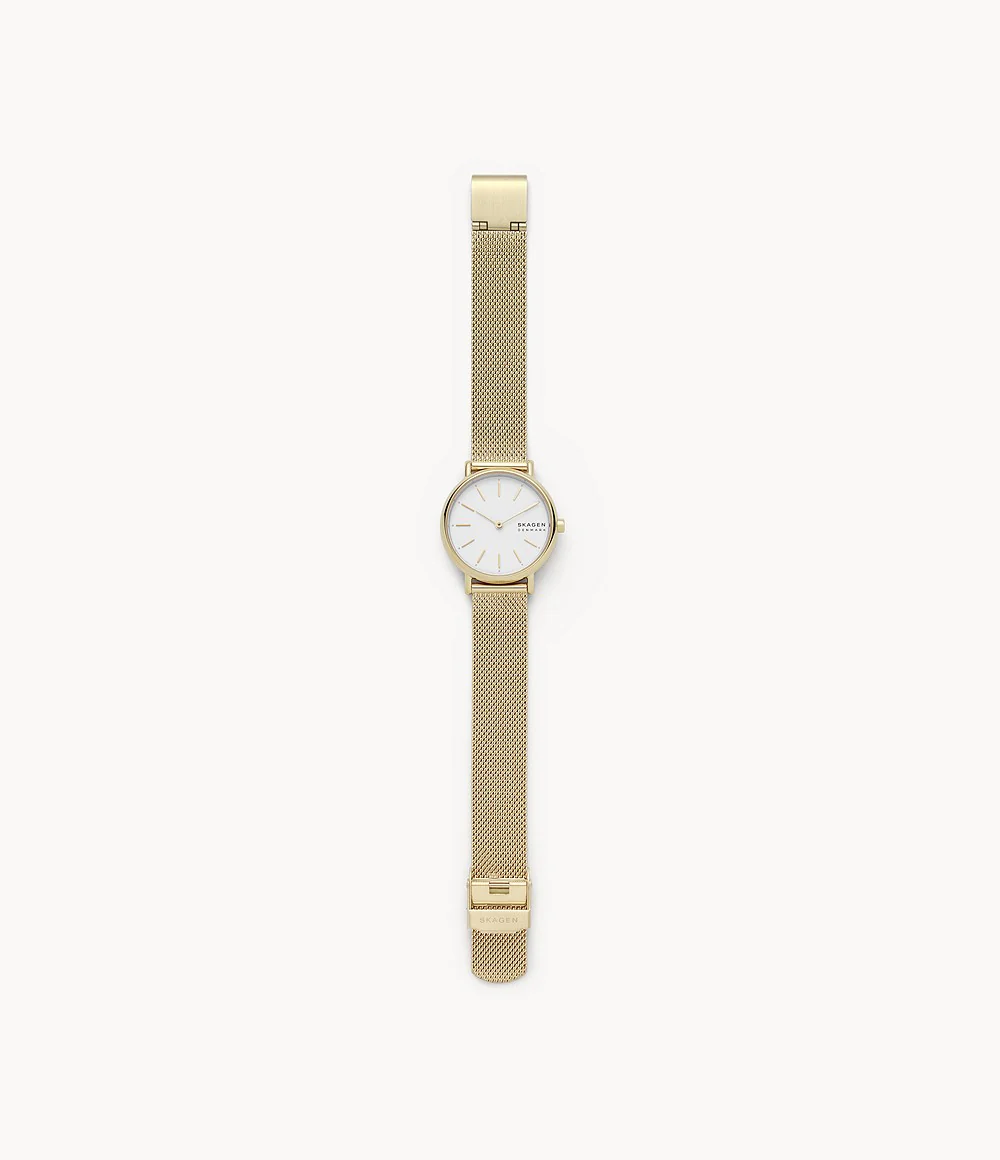 Skagen - Signatur Slim Gold-Tone Steel-Mesh Watch - Image 3